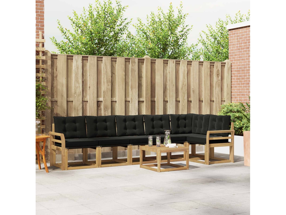 Vidaxl Conjunto De Sofás Para Exterior 7 Pcs Branco E Preto