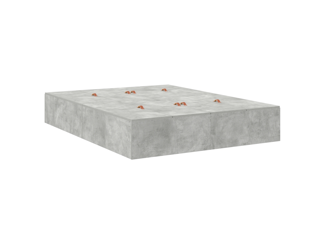 Conjunto 1 Estrado De Cama Com Arrumação Vidaxl Cinzento Madeira De Pinho Maciça (140 X 190 Cm)