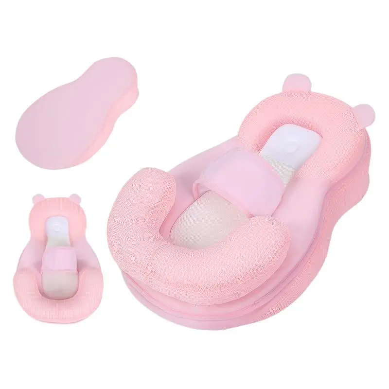 Almofada De Amamentação Com 3 Ângulos Ajustáveis (0°/15°/30°) E Rede 3d - Rosa - Eifson