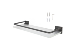 Prateleira de parede para banheiro, 30cm, sem furo, alumínio espacial, acrílico, rack de toalhas, cinza | S/MARCA