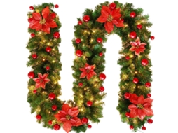 Magia De Natal Se Desenrola Garland Artificial De Natal Com Luzes Led Quentes, Pvc Ecológico Para Decoração De Ar Livre Interna