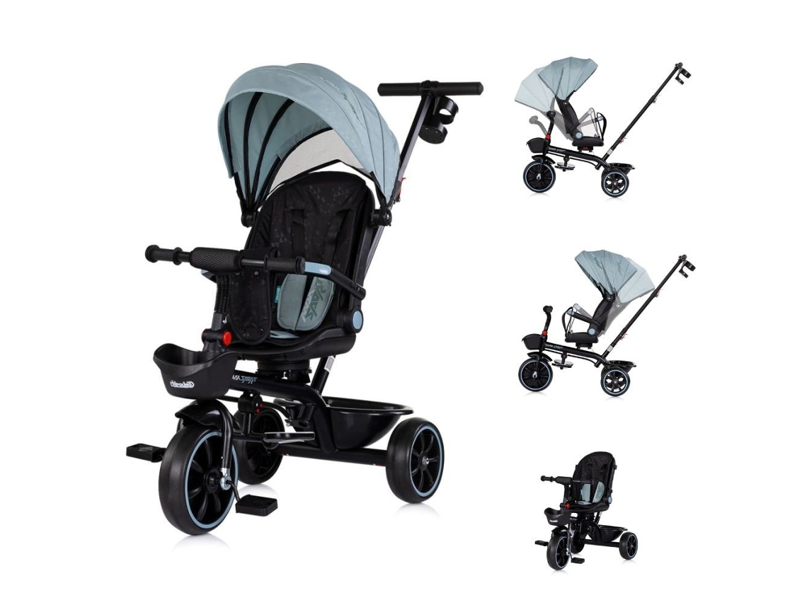 Triciclo com Capota e Pega para os Pais Max Sport de CHIPOLINO Matcha