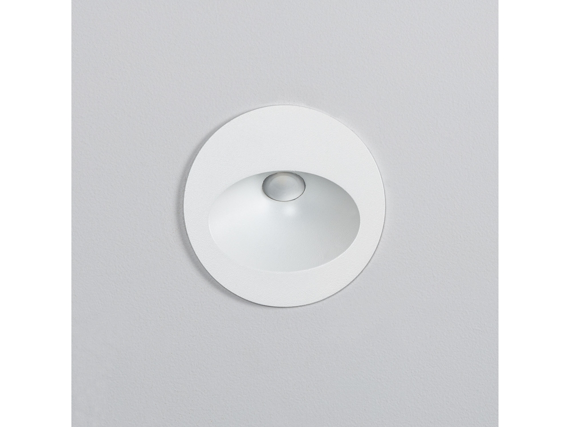 Baliza Exterior Led 3w De Embutir Na Parede Circular Alumínio Branco Coney 2700k Branco Quente