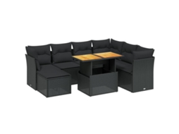 Conjunto de 8 sofás de jardim com almofadões Vime Pe Preto MAISON EXCLUSIVE (N/A)