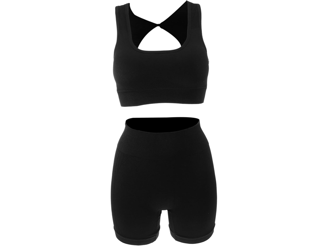 Roupa Esportiva Feminina Em Nylon Preto, Incluindo Shorts Femininos.
