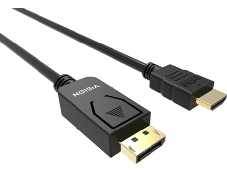 Professional INSTALLATION-GRADE Displayport to Hdmi Cabo - 4K 60HZ - Gold Connectors - Hdmi 2.0 Supports Hotplug - DP (M) to Hdmi (M) - Outer Diameter 6.0 MM - 30 AWG - 1 M - Black