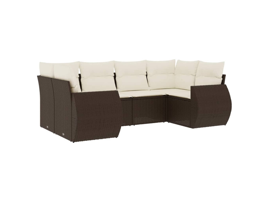 Maison Exclusive - 6 Pcs Conjunto De Sofás Jardim C/ Almofadões Vime Pe Castanho