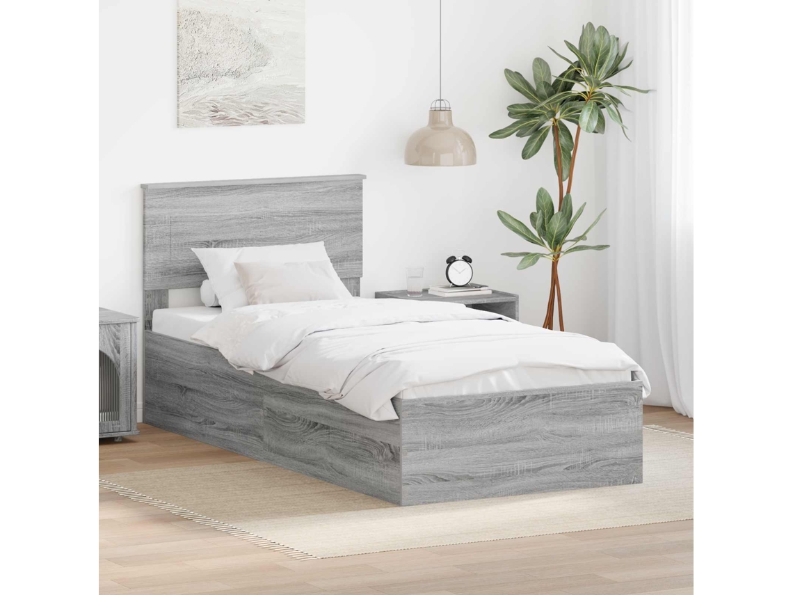 Vidaxl Estrutura Da Cama Cinza Sonoma 75 X 190 Cm Derivados De Madeira