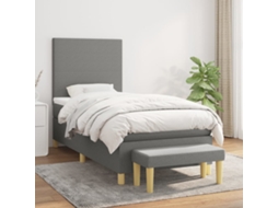 Cama Com Molas/colchão 100x200 Cm Tecido Cinza-escuro