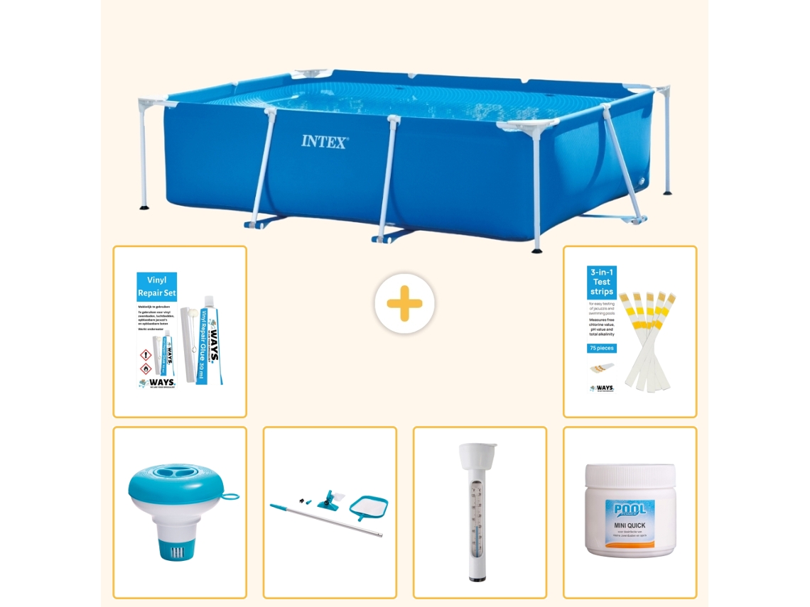 Piscina com Estrutura Retangular 220x150x60 Cm 7 peças S22342 INTEX