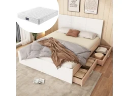 Cama Casal, em madeira, estilo moderno/minimalista, robusta, durável, design prático, fácil de montar, qualidade superior, colchão não incluído.