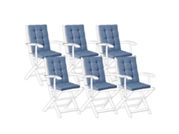 Conjunto De 6 Cojines De Jardín Beliani Java/amantea Premium De Poliéster Azul 50x45x71