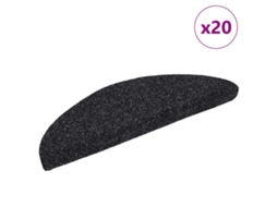 Vidaxl Tapetes De Escada Autoadesivos 20 Peças 56x17x3 Cm Pretos Semicirculares