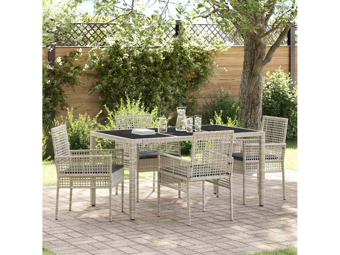 Vidaxl Conjunto De Jantar Para Jardim 5 Pcs Cinzento-claro Vime Pe