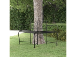 Vidaxl Banco Para Árvore 150 Cm Aço Preto