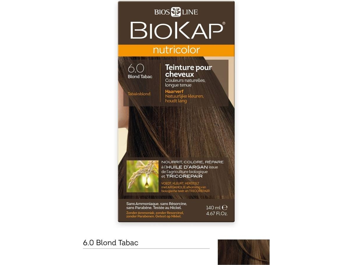 Tinta de Cabelo BIOKAP Louro Tabaco (140 ml)