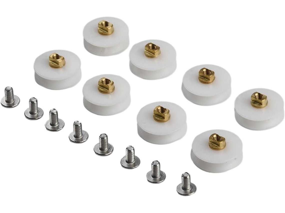 Conjunto De 8 Rodízios Para Porta Box Chuveiro, Rodas Nylon Ranhuradas