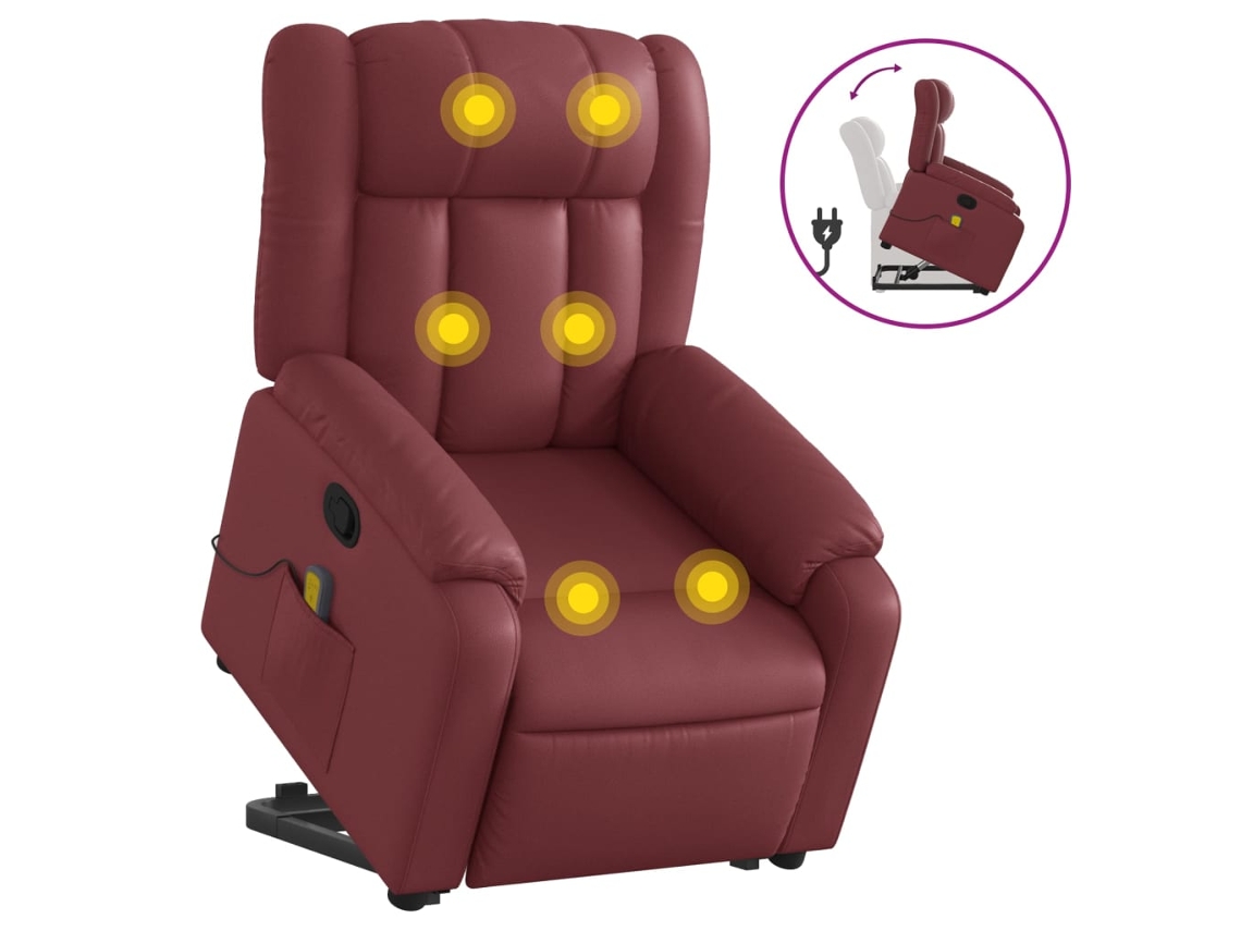 Stand Up Massage Recliner Chair, Stand Up Massage Recliner Chairs Vidaxl Vermelho Couro Artificial