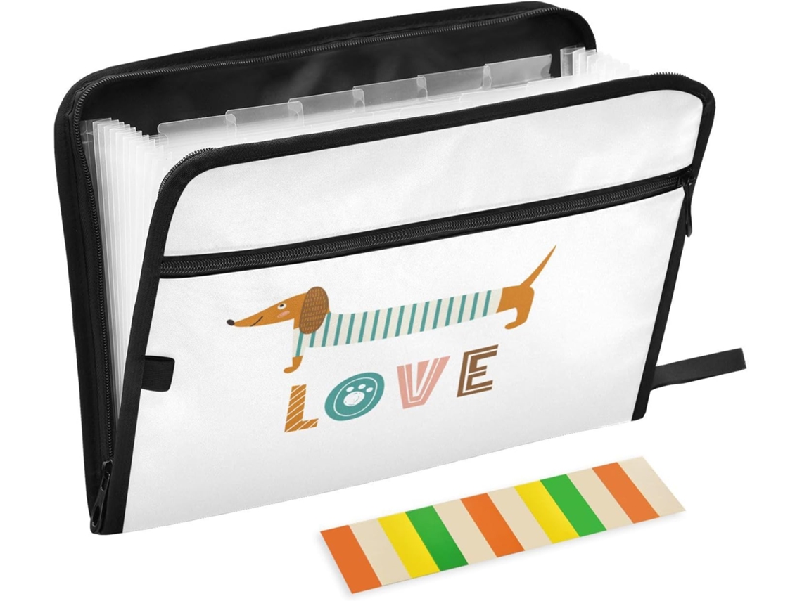 Conjunto de 13 Bolsos Expansíveis em Formato Acordeão, Tamanho A4, com Fecho Zíper, para Escritório, Escola, I
