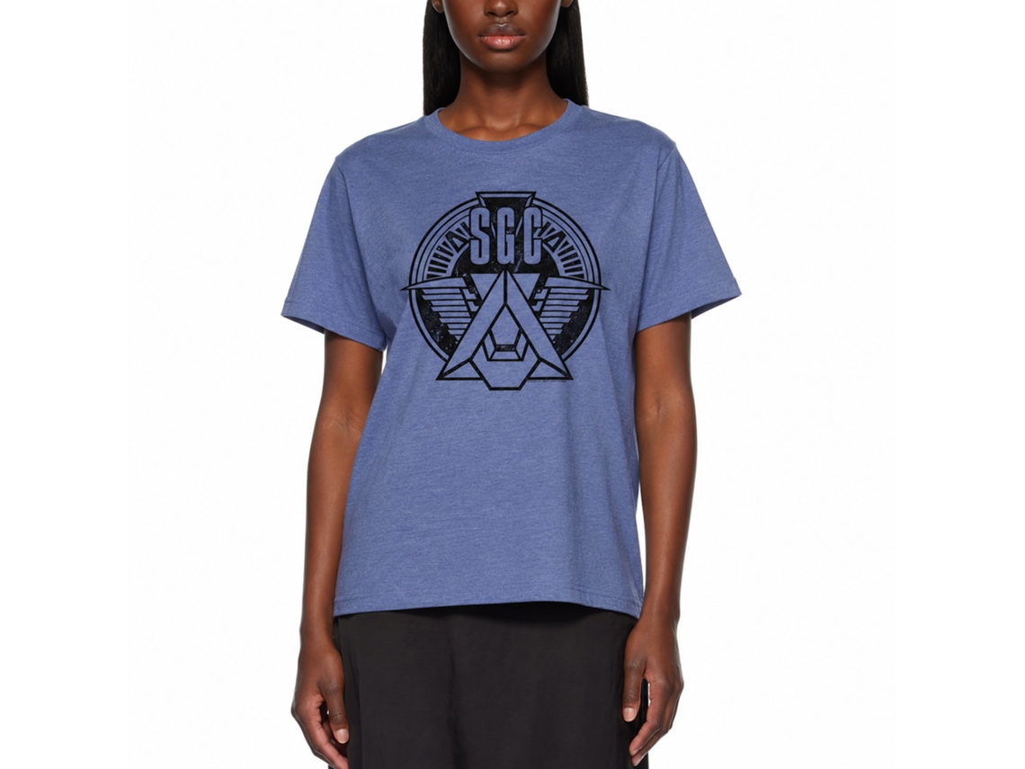 Rockinstone Stargate Sgc Emblem Heather Light Blue Adult T-shirt Size:xxxl