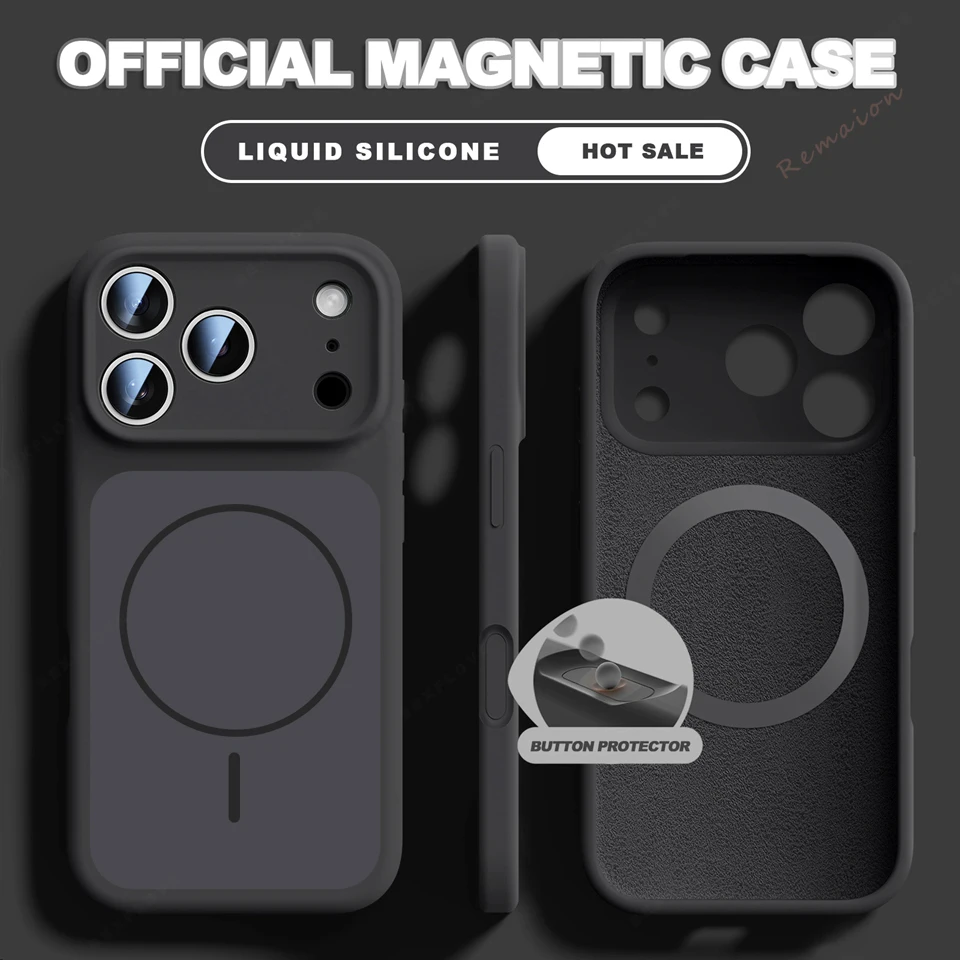 Capa Magnética Magsafe De Silicone Líquido (iphone 14 Pro, Preta), Adequada Para Iphone, Capa Macia À Prova De Choque.