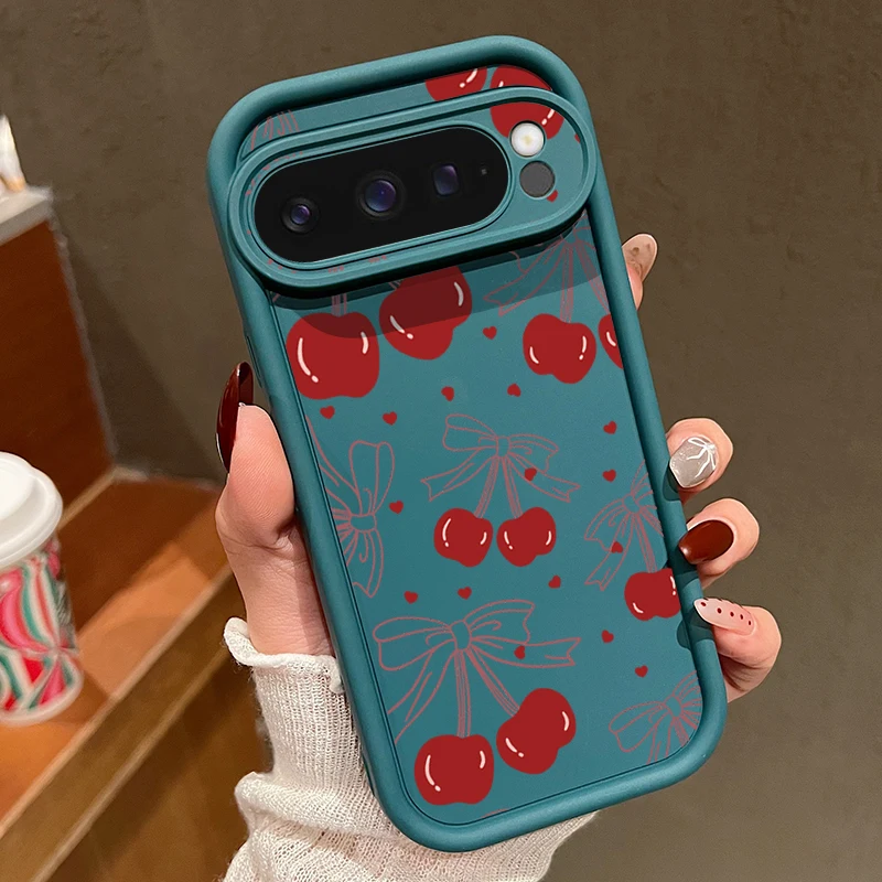 (azul) Capa Macia E Fofa Com Estampa De Cereja Para Google Pixel 8a, À Prova De Choque.