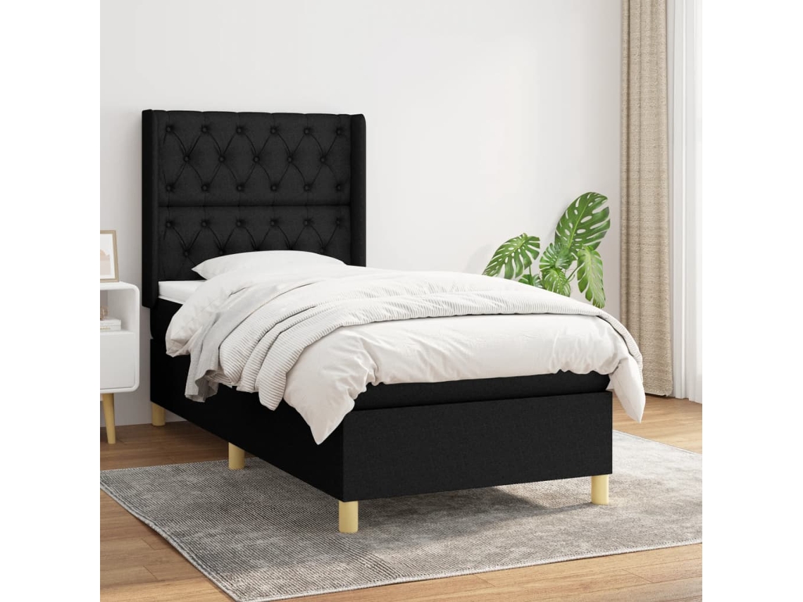 Vidaxl Cama Com Molas/colchão 80x200 Cm Tecido Preto