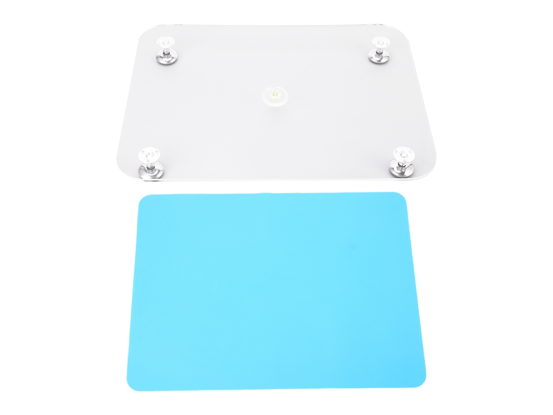 Placa niveladora de resina ajustável com tapete de silicone, ferramenta para aplicação de resina acrílica e epóxi, azul
