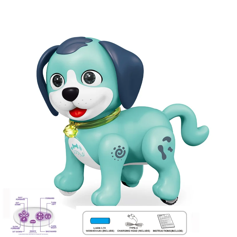 (cachorro Azul) Brinquedo Robô Com Controle Remoto, Brinquedo Robô De Estimação Que Dança