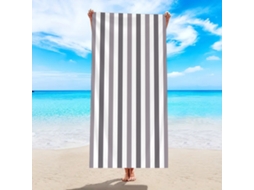 Yuysan Toalha De Praia Listrada Em Microfibra, Alta Absorção E Secagem Rápida, 150x75cm, Modelo St755, Cor Cinza