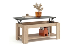 Mesa de Centro com Arrumação 102x43-54 cm Lya Roble Canadian - Grafito 50x54x50 cm