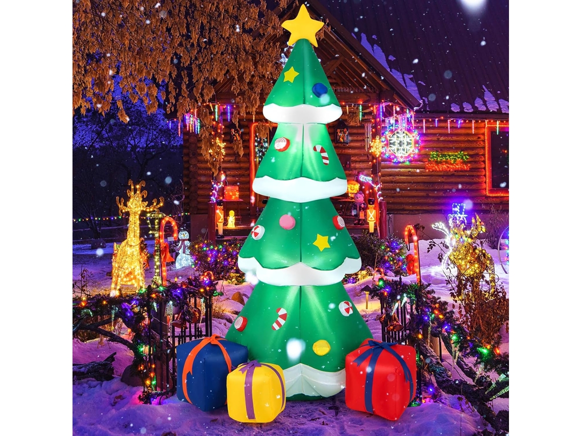Decoração Noel, Sapin De Noel Gonflable 180 Cm, Com Lumière Led Et Soufflerie Intégrée,