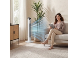 Ventilador De Torre Tectake Com Ecrã Tátil, Comando À Distância E Temporizador, 31 X 90 Cm, Branco