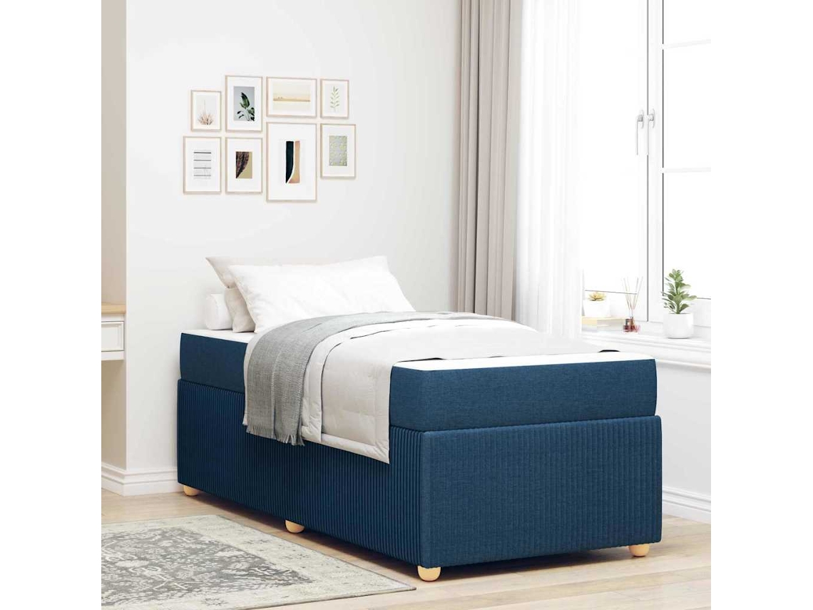 Vidaxl Estrutura Da Cama Azul 90 X 200 Cm Tecido