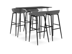 Vidaxl 5 Pcs Conjunto De Bar Preto E Cinzento