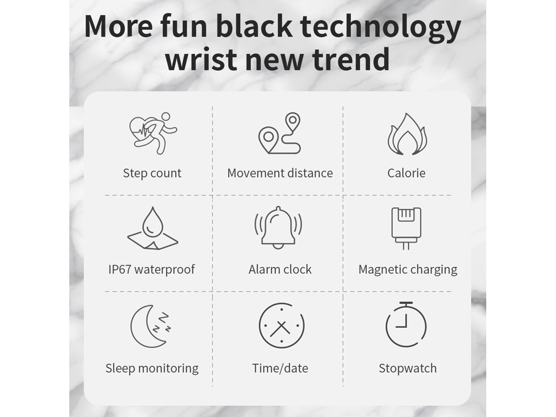 Relógio Inteligente Pulseira Bluetooth, Monitora Frequência Cardíaca, Sono, Ip67, Esportiva. EOOCOO