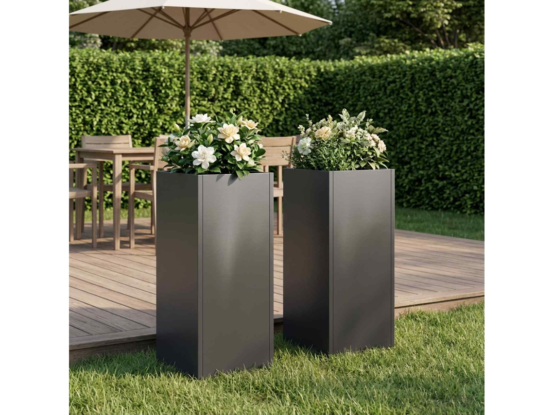 Vidaxl Vaso De Jardim 2 Unid. Preto 20 X 20 X 40 Cm