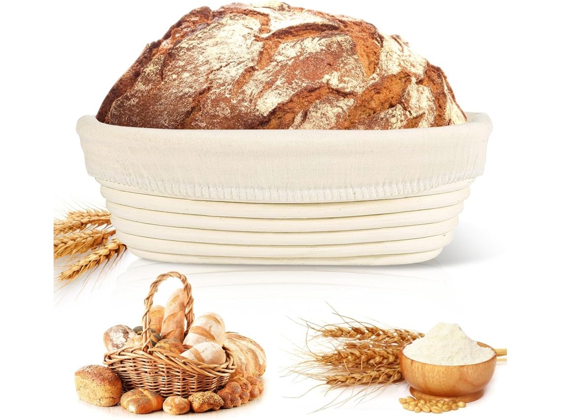 Conjunto De Cesta De Pão Com Forro Oval De 25 Cm.
