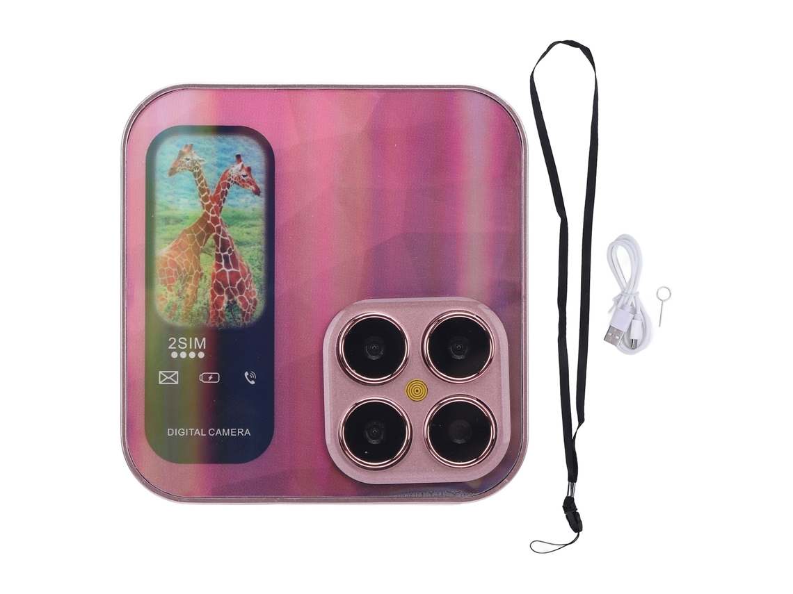 Aetheria celular Flip Pequeno com Tela 2.4 Polegadas Botões Grandes e Rádio Fm Rosa