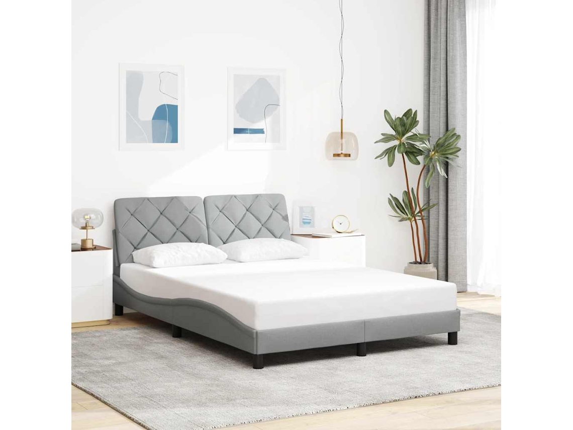 Vidaxl Estrutura De Cama Sem Colchão 120x200 Cm Tecido Cinzento-claro