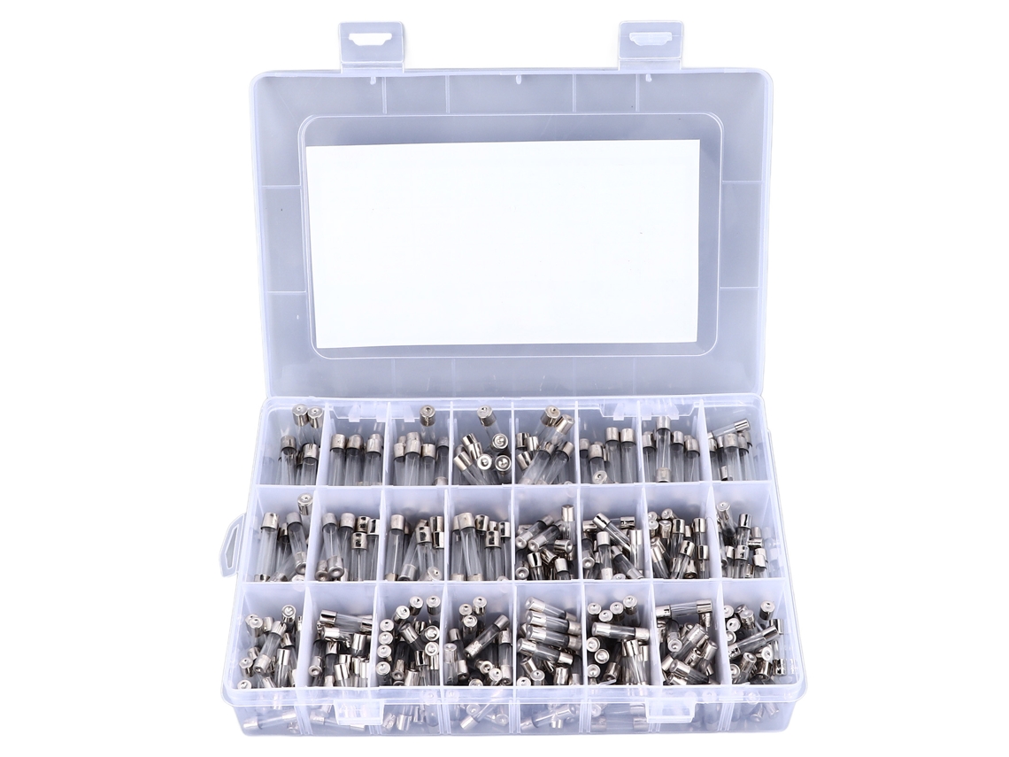Kit de Fusíveis Automotivos 360 Peças Tubo 5x20mm 0.25 20a 6x30mm 0.5 20a