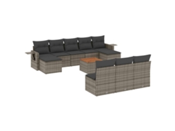 Conjunto de 11 Sofás de Jardim com Almofadas Vime Pe Cinza MAISON EXCLUSIVE