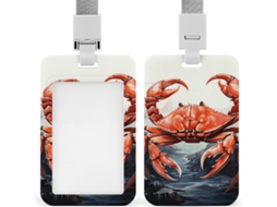 Porta Crachá Red Crab Sea, Porta Crachá Vertical Com Cordão, Capa Plástica Impermeável, Estojo Cartão De Visita