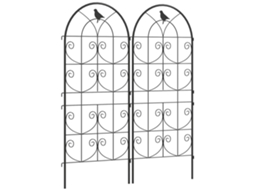Conjunto De 2 Treliças Metálicas, Resistentes À Ferrugem, Com Desenho De Pássaros Para Plantas Trepadeiras, 50x120 Cm, Pretas.
