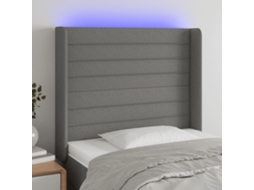Vidaxl Cabeceira De Cama C/ Led Tecido 103x16x118/128 Cm Cinza-escuro