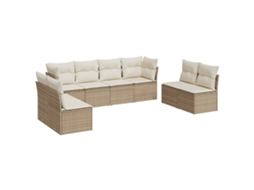 Maison Exclusive - 8 Pcs Conjunto De Sofás P/ Jardim Com Almofadões Vime Pe Bege