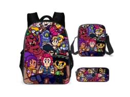 Conjunto Escolar 3 Peças, Estampa De Desenho Animado Com Mochila E Bolsa De Ombro Para Estudantes