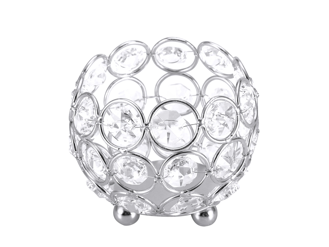 Laxiscreed Castiçal De Vidro Para Chá, Decoração De Casamento E Centro De Mesa, Prata, Diâmetro 8cm