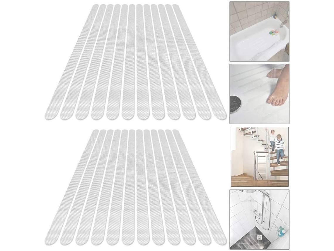 24 Tiras Antiderrapantes Transparentes Para Banheira E Escadas - 2 X 38cm