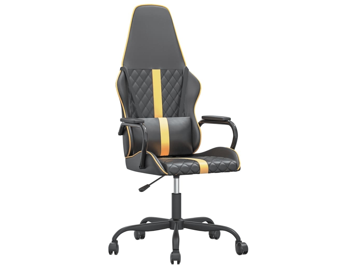 Cadeira Gaming de Massagens VIDAXL Couro Artificial Dourado e Preto